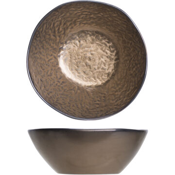 Cosy&Trendy 6x Luxe koper kleur serveerschaaltjes van aardewerk 15 cm