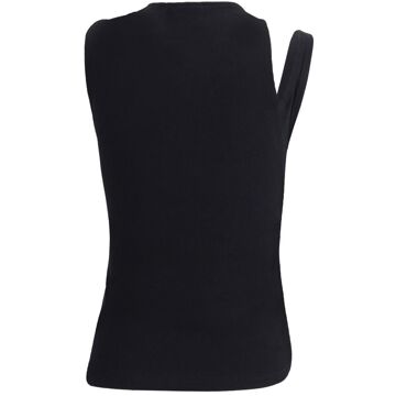 Courreges Geribbelde Tanktop met Uitsnijding Zwart