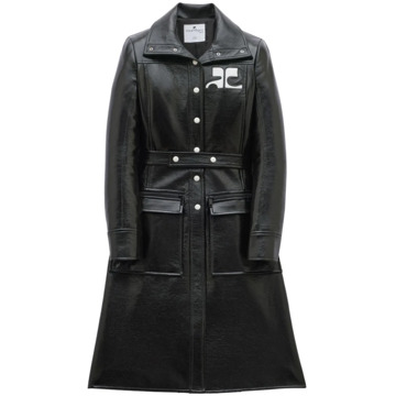 Courreges Vinyl Trenchcoat in Zwart Courrèges , Black , Dames - Xl,L