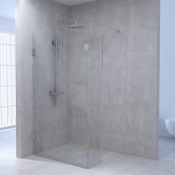 Create inloopdouche 120x200cm profielloos met 40cm draaibare zijwand antikalk en 8mm veiligheidsglas geborsteld RVS 4JC3-120/40g RVS geborsteld