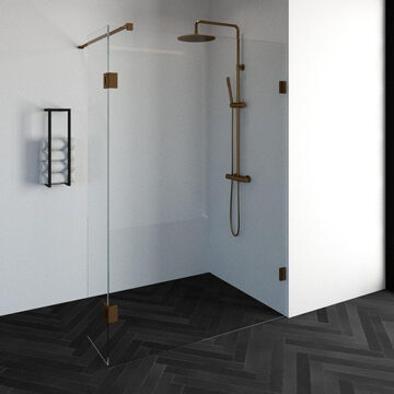 Create Inloopdouche - 140x200cm - profielloos - 40cm - draaibare zijwand - antikalk - 8mm veiligheidsglas - koper 4JC3-140/40K