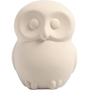 Creativ company Hobby spaarpot uil wit zelf inkleurbaar 10 cm - Spaarpotten Multikleur