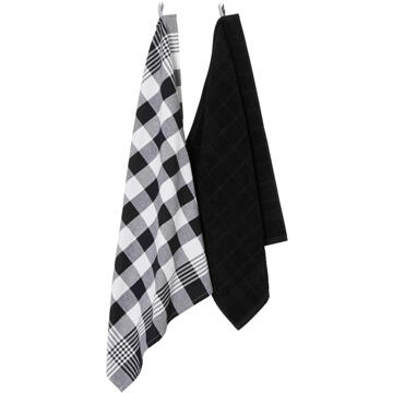 DDDDD Keuken- en theedoekset Block Zwart