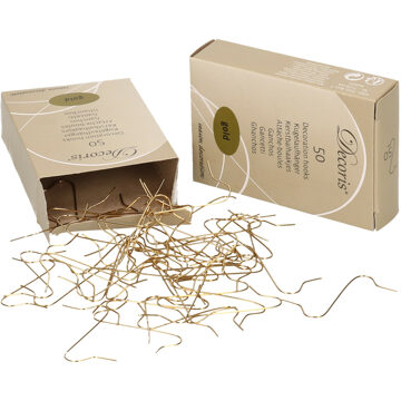 Decoris 1000x Gouden kerstballen ophang haakjes - Kerstballen ophangen - Kerstballenhaakjes