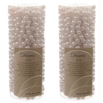 Decoris 2x Kerstboom decoratie kralenslinger wit - Kerstslingers