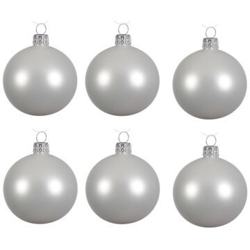 Decoris Kerstballen set - 18x stuks - winter wit - glas - 6 cm - mat - kerstversiering