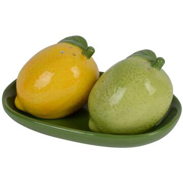 Decoris Peper-en zoutstel Citroen op schaal groen