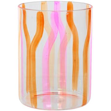 Decoris Theelichthouder glas H12cm helder oranje