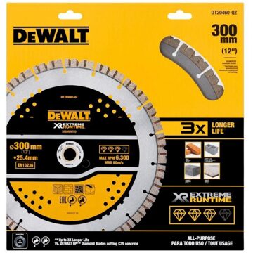 DeWalt DT20460-QZ Elite Diamantblad | Gesegmenteerd | 305 mm | Extreme Runtime | Universeel - DT20460-QZ