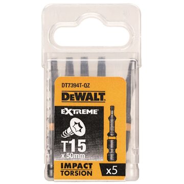 DeWalt Schroefbits - Extreme Impact Torsion - Torx T15 Impact - 57mm - 5 Stuks