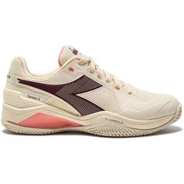 Diadora Blushield Torneo 3 Tennisschoenen Dames-wit,donkerrood - 36.5,37,38,38.5,39,40,40.5,41,42