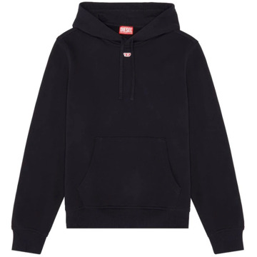 Diesel Hoodie met Ribdetails Diesel , Black , Heren - 2Xl,Xl,M,S