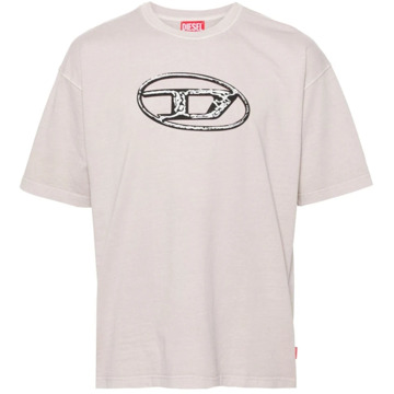 Diesel Roze Jersey Crew Neck T-shirt Diesel , Pink , Heren - Xl,L,M