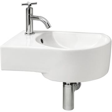 Differnz Appollo Fontein Toilet Links - Set - Fontein 41 x 27 cm inclusief fonteinkraan en sifon - Keramiek - Wit