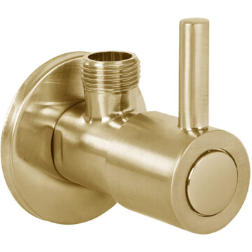 Differnz Hoekstopkraan Mat Goud – Met Rozet 1/2"/ 3/8" - Toiletkraan