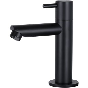Differnz Wastafelkraan Recht – Kraan Koud Water – Toiletkraan - Mat Zwart