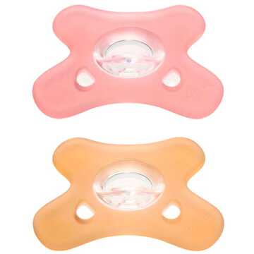 Difrax Fopspeen - Natural - 6/12 maanden - Siliconen - Raspberry/Caramel - 2 stuks