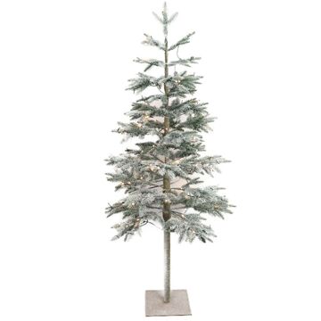 Dijk Natural Collections Wintervalley Trees - Kunstkerstboom Gustaf met LED verlichting- 70x150cm - Besneeuwd Wit