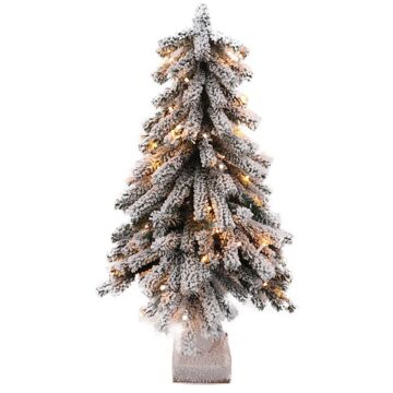 Dijk Natural Collections Wintervalley Trees - Kunstkerstboom Isak met LED verlichting - 50x90cm - Besneeuwd Wit