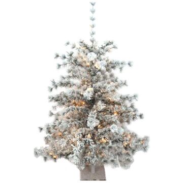 Dijk Natural Collections Wintervalley Trees - Kunstkerstboom Ludvig met LED verlichting - 95x120cm - Besneeuwd Wit