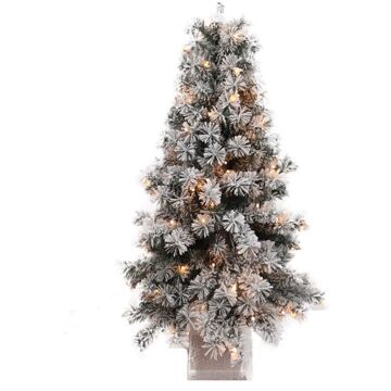 Dijk Natural Collections Wintervalley Trees - Kunstkerstboom Olof met LED verlichting - 60x120cm - Besneeuwd Wit