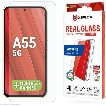 DISPLEX Screenprotector Real Glass + Case voor de Samsung Galaxy A55 - Transparant