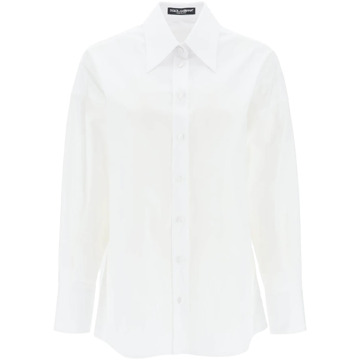 Dolce & Gabbana Maxi Overhemd met Satijnen Knopen Dolce & Gabbana , White , Dames - L,M,S,Xs