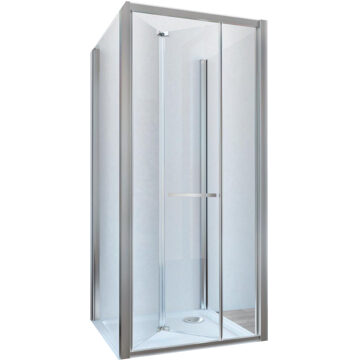 Douchecabine Lacus Ponza met Vouwdeur en Zijwanden Helder Glas Aluminium Profiel Chroom (alle maten)
