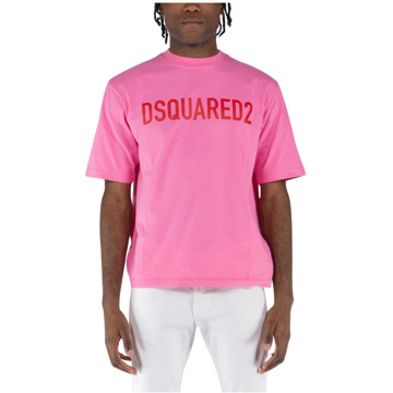 Dsquared2 Losse T-Shirt Dsquared2 , Pink , Heren - L,M,S