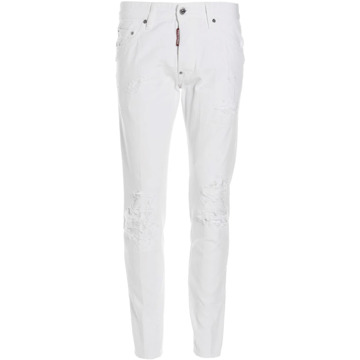 Dsquared2 Slim-Fit Witte Denim Jeans Dsquared2 , White , Heren - 2Xl,Xl,S,3Xl