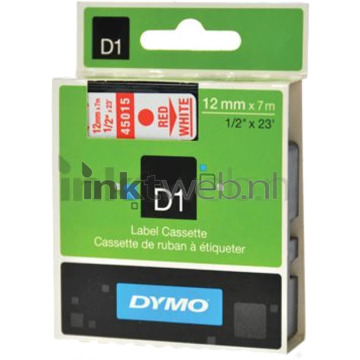 Dymo Labeltape Dymo 45015 D1 720550 12mmx7m rood op wit