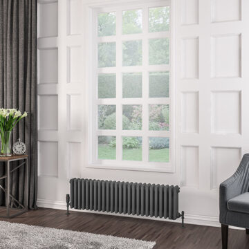 Eastbrook Design radiator horizontaal 3 kolom staal mat antraciet 30x114,8cm 889 watt - Eastbrook Rivassa