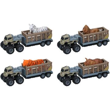 Eddy Toys Truck Met Aanhanger En Wild Dier 26x9x9cm verschillende