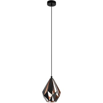 Eglo Carlton 1 Hanglamp - E27 - Ø 20,5 cm - Zwart, Koper Koper, Zwart