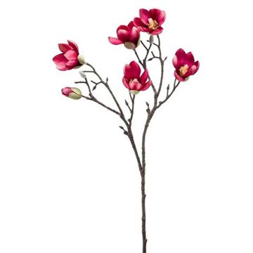 Emerald Kunstbloem Magnolia tak - 65 cm - dieproze - Kunst zijdebloemen - Kunstbloemen