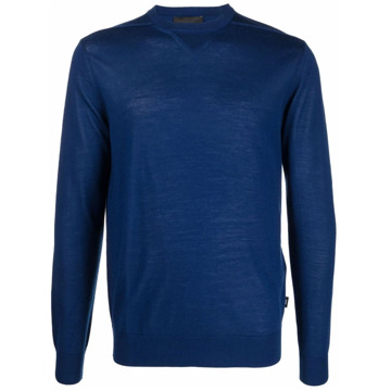 Emporio Armani Blauwe Pullover van Wolmix Emporio Armani , Blue , Heren - Xl,3Xl