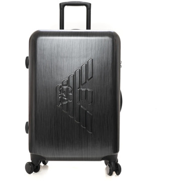 Emporio Armani Stijlvolle 4-wiel Trolley met ritssluiting Emporio Armani , Black , Heren - ONE Size