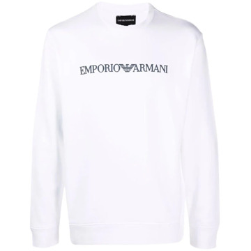 Emporio Armani Sweater met logoprint Parelmoer