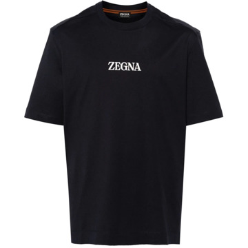 Ermenegildo Zegna Navy Blue Jersey Crew Neck T-shirts Ermenegildo Zegna , Black , Heren - 2Xl,Xl,L,M,3Xl