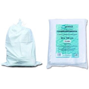 Erro 10x stuks puinzakken/afvalzakken/vuilniszakken met koord 65 liter - Vuilniszakken Wit