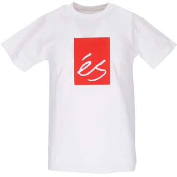 ES Wit Crew Neck Tee Shirt ES , White , Heren - 2Xl,Xl,L,M,S