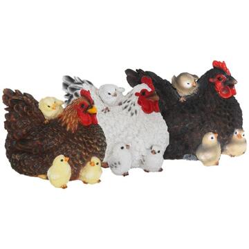 Esschert Design Liggende kip met kuikens