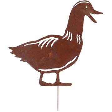 Esschert Design Roest tuinsteker eend bruin