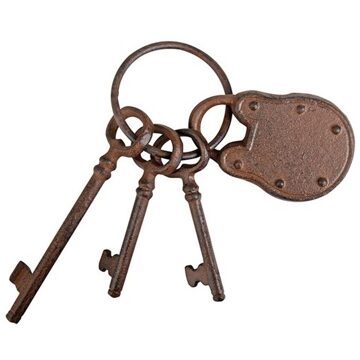 Esschert Design Sleutelbos met slot Bruin