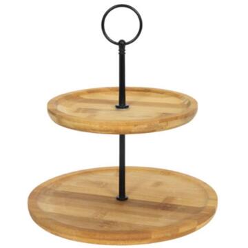 Etagere 2-laags - bamboe hout - 16 x D22 cm - Etageres Bruin