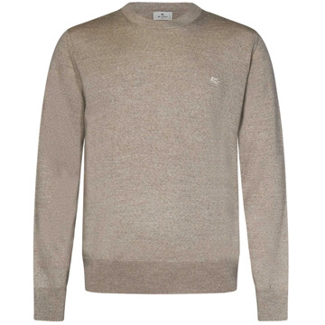 Etro Beige Wol Crewneck Sweater Etro , Beige , Heren - Xl,L,M,S