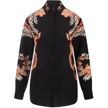 Etro Zwart Bloemen Zijden Overhemd Etro , Black , Dames - M,S,Xs,2Xs