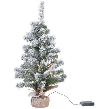 Everlands Kerstboom - met sneeuw en licht - mini - 45 cm - Kunstkerstboom Groen