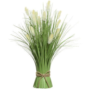 Everlands Kunstplant rietgras/pluimgras - groen - 16 x 40 cm