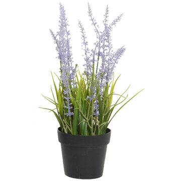 Everlands Lavendel kunstplant in pot - lila paars - D15 x H30 cm